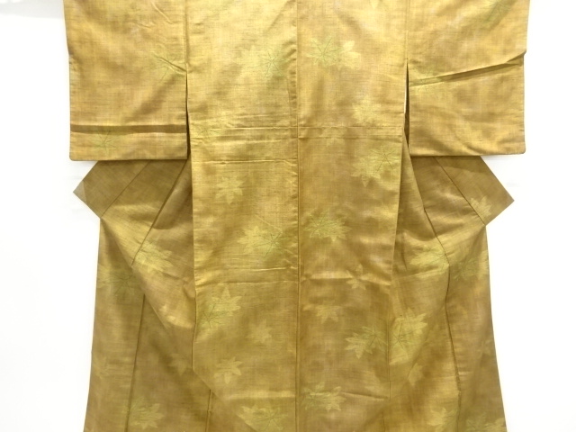 JAPANESE KIMONO / ANTIQUE KIMONO / SILK / TSUMUGI / WOVEN LEAVES